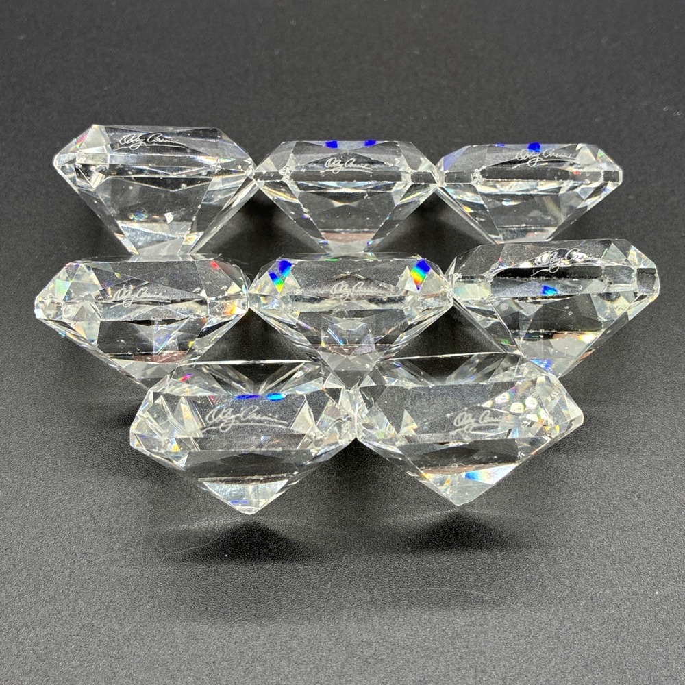 Set Of 8 Oleg Cassini Elizabeth Diamond Cut Crystal Paperweights Clear Gems